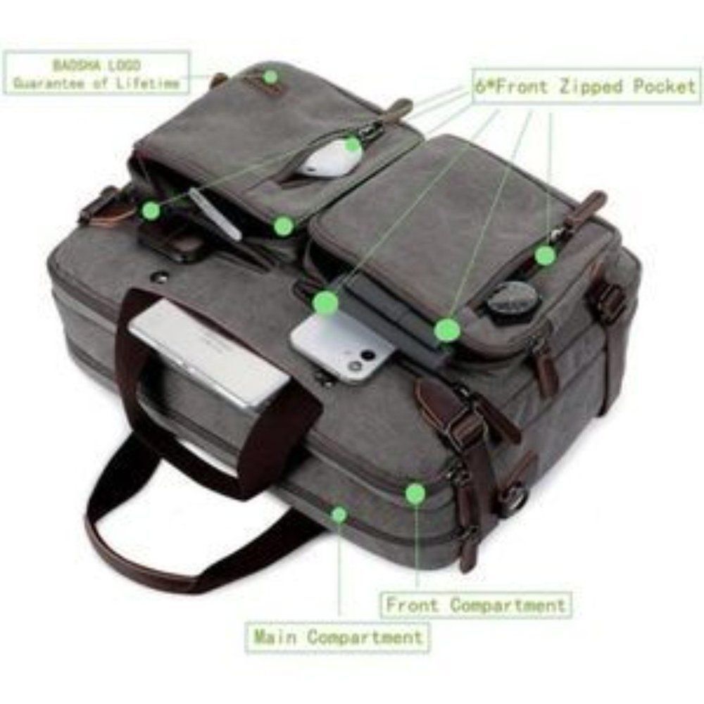 NEW Convertible Briefcase Backpack Grey - Picture 7 of 8